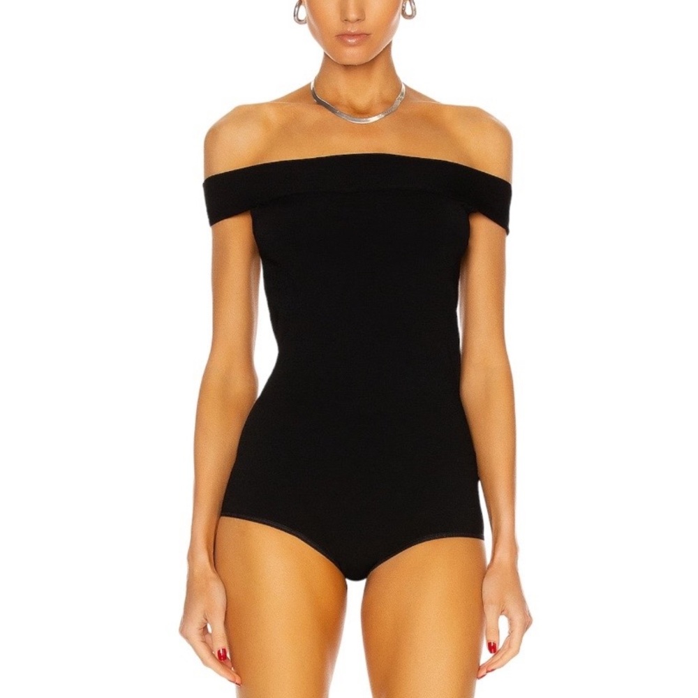 Alaïa Off The Shoulder Black Viscose Bodysuit